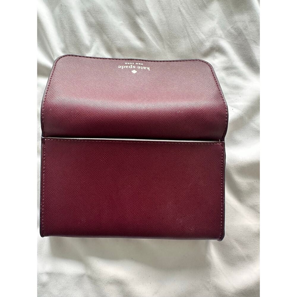 Kate Spade Brynn Small Flap Crossbody Deep Berry Burgundy - Picture 6 of 11